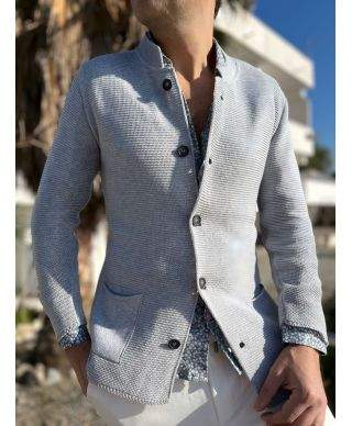 Cardigan uomo grigio perla con collo coreano - Kim - Abbigliamento uomo online gogolfun.it
