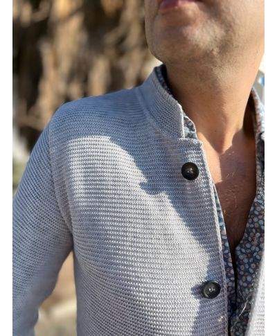 Cardigan uomo grigio perla con collo coreano - Kim - Abbigliamento uomo online gogolfun.it