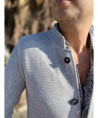 Cardigan uomo grigio perla con collo coreano - Kim - Abbigliamento uomo online gogolfun.it