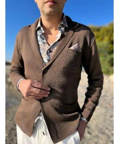 Cardigan uomo marrone con pochette - Hector - Abbigliamento uomo online - Gogolfun.it