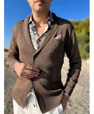 Cardigan uomo marrone con pochette - Hector - Abbigliamento uomo online - Gogolfun.it