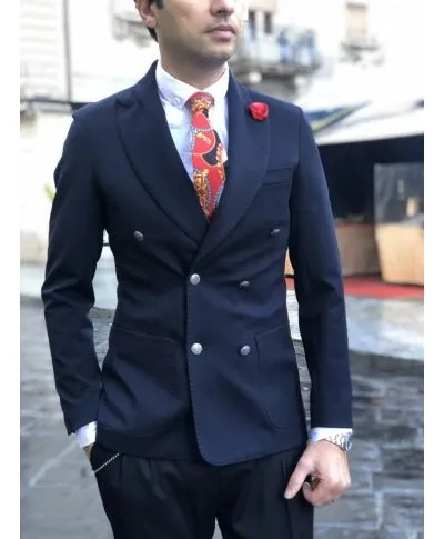 Giacca uomo - Doppiopetto - Blu - Made in Italy