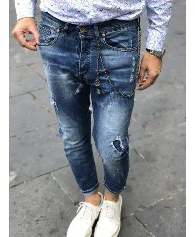 Jeans uomo strappati - Lavaggio usured - Ciano1