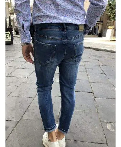 Jeans uomo strappati - Lavaggio usured - Ciano1
