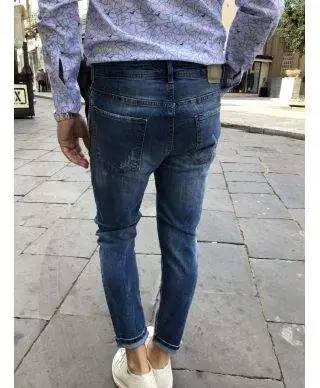 Jeans uomo strappati - Lavaggio usured - Ciano1