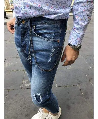 Jeans uomo strappati - Lavaggio usured - Ciano1