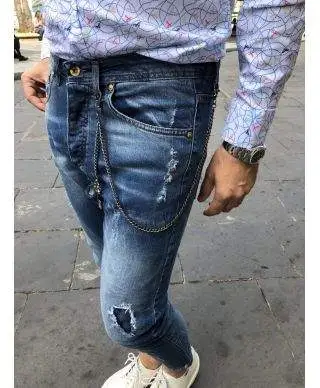 Jeans uomo strappati - Lavaggio usured - Ciano1