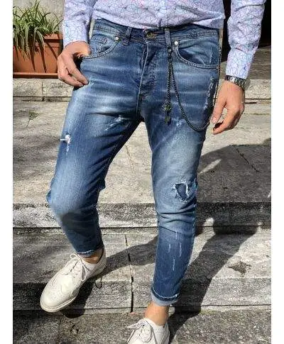 Jeans uomo strappati - Lavaggio usured - Ciano1
