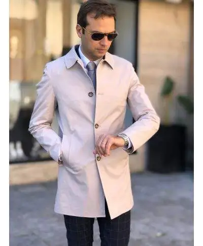 Trench uomo, beige - Made in Italy, Slim