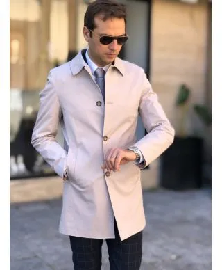 Trench uomo, beige - Made in Italy, Slim