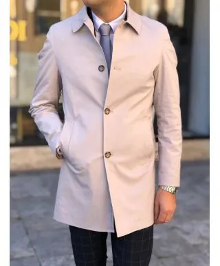 Trench uomo, beige - Made in Italy, Slim