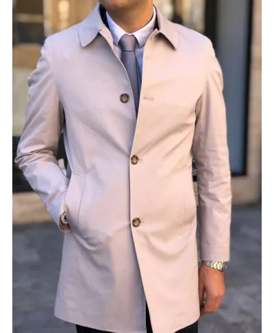 Trench uomo, beige - Made in Italy, Slim
