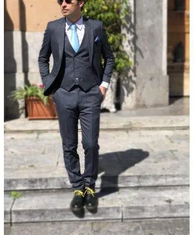 Abito uomo - Elegante - Blu chiaro - Abito con gilet