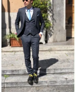 Abito uomo - Elegante - Blu chiaro - Abito con gilet