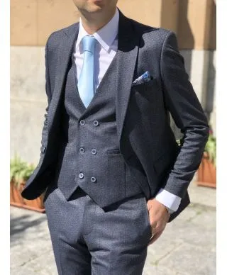 Abito uomo - Elegante - Blu chiaro - Abito con gilet