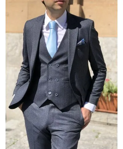 Abito uomo - Elegante - Blu chiaro - Abito con gilet
