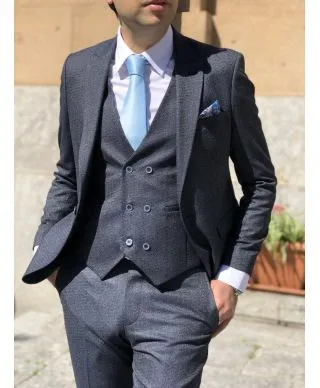 Abito uomo - Elegante - Blu chiaro - Abito con gilet
