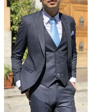 Abito uomo - Elegante - Blu chiaro - Abito con gilet