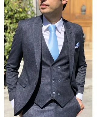 Abito uomo - Elegante - Blu chiaro - Abito con gilet