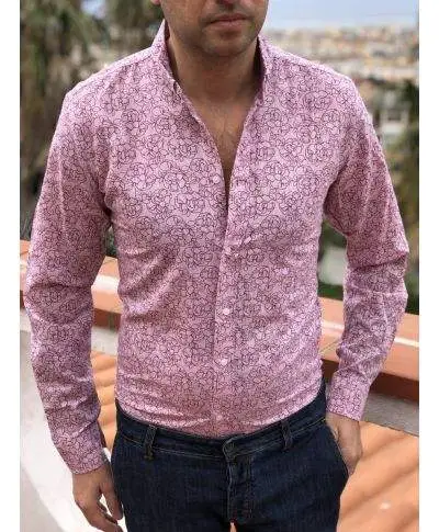 Camicia uomo - Rosa - Slim fit - Manica lunga