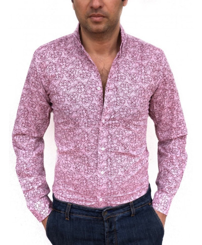 Camicia uomo - Rosa - Slim fit - Manica lunga