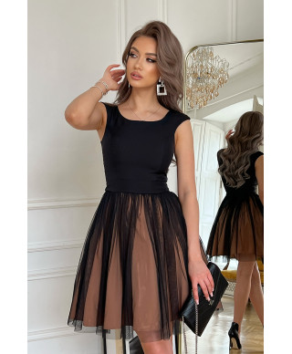 Abito corto, elegante - Nero - Gonna a strati – Tulle