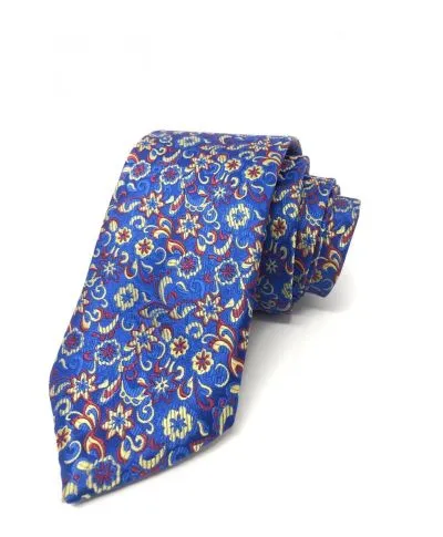 Cravatta blu elettrico - Floreale - Elegante