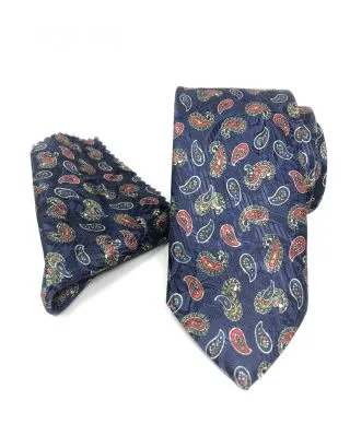 Cravatta Blu con disegno cachemire - Cerimonia - Elegante