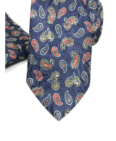 Cravatta Blu con disegno cachemire - Cerimonia - Elegante