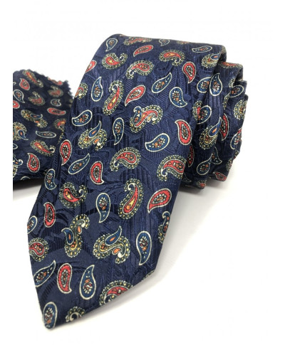 Cravatta Blu con disegno cachemire - Cerimonia - Elegante