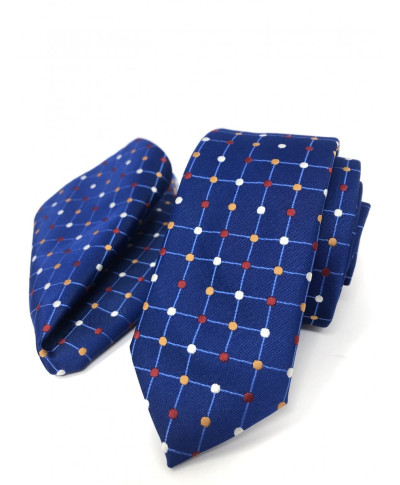 Cravattino blu elettrico -  Pois - Con pochette