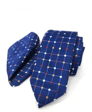 Cravattino blu elettrico - Pois - Con pochette