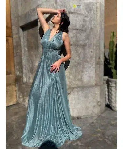Vestito lungo elegante - Tessuto brillantinato - Tiffany - Collezione abiti da cerimonia