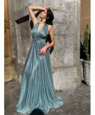 Vestito lungo elegante - Tessuto brillantinato - Tiffany - Collezione abiti da cerimonia