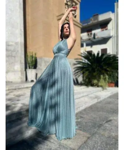 Vestito lungo elegante - Tessuto brillantinato - Tiffany - Collezione abiti da cerimonia