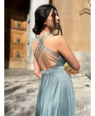 Vestito lungo elegante - Tessuto brillantinato - Tiffany - Collezione abiti da cerimonia