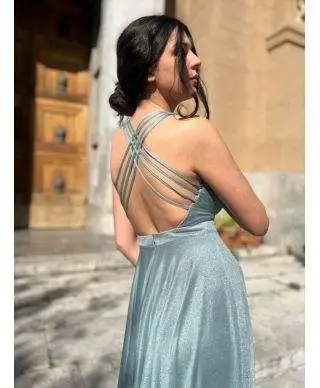 Vestito lungo elegante - Tessuto brillantinato - Tiffany - Collezione abiti da cerimonia