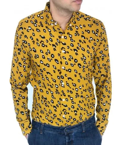 Camicia uomo animalier - Slim - Gialla