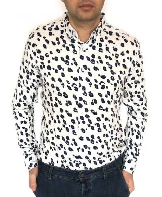 Camicia uomo - Bianca - Fantasia animalier - Slim