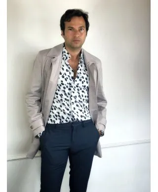 Camicia uomo - Bianca - Fantasia animalier - Slim