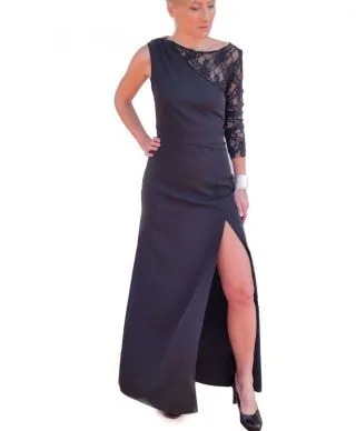 Abito cerimonia - Vestito elegante - Monospalla - Abito pizzo