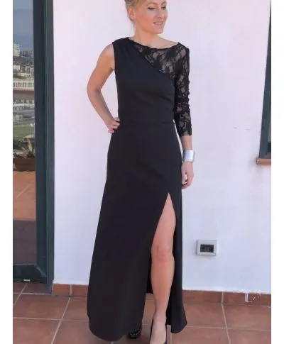 Abito cerimonia - Vestito elegante - Monospalla - Abito pizzo