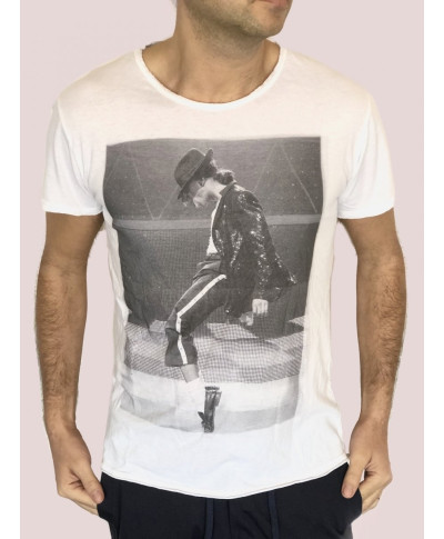 T-shirt uomo Jackson - Maglietta bianca con stampa vintage