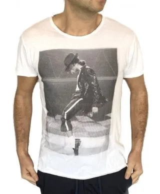 T-shirt uomo Jackson - Maglietta bianca con stampa vintage