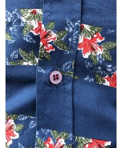 Camicia floreale uomo - Slim - Blu elettrico