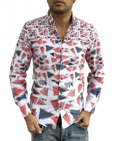 Camicia fantasia uomo - Slim - Blu elettrico