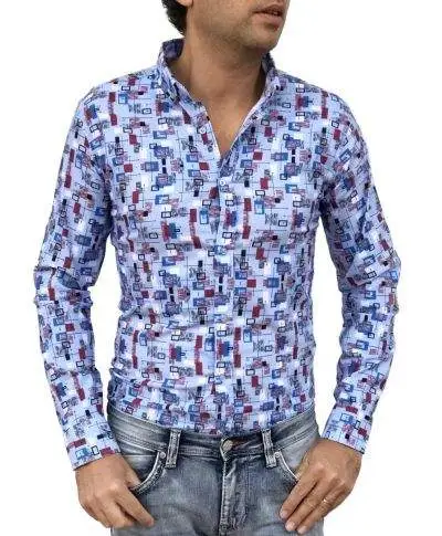 Camicia fantasia uomo - Azzurra - Button down