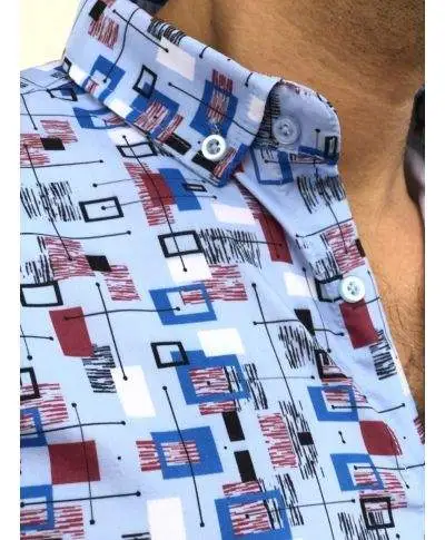 Camicia fantasia uomo - Azzurra - Button down