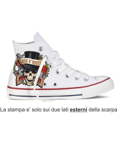 Sneakers - Bianche - Con stampa Guns N'roses