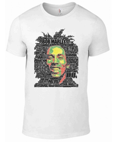 Maglietta - bianca - Stampa Bob Marley - Mezze maniche